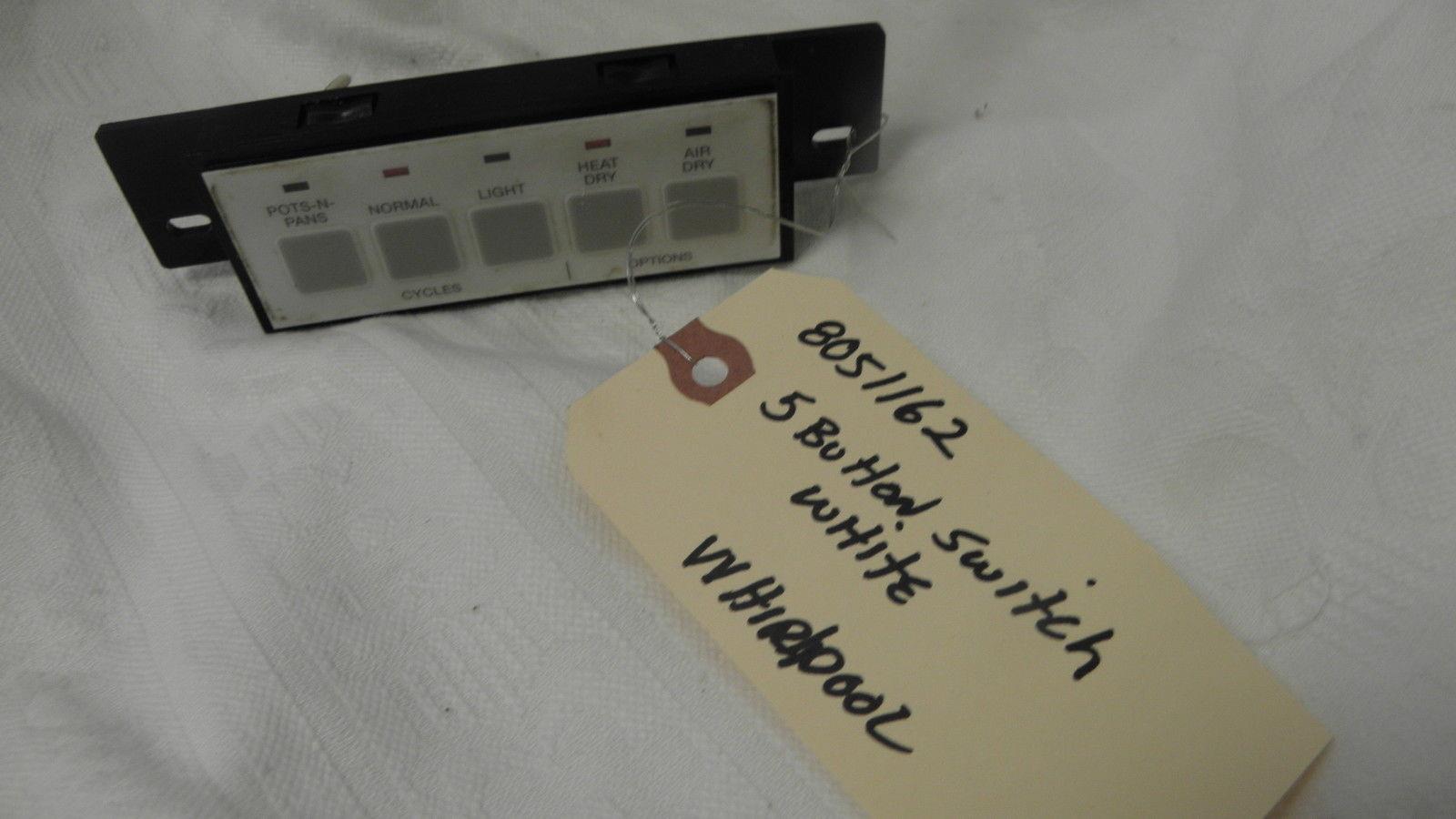 WHIRLPOOL DISHWASHER 8051162 5 BUTTON SWITCH *WHITE* WHIRLPOOL DISHWASHER 8051162 5 BUTTON SWITCH *WHITE*
